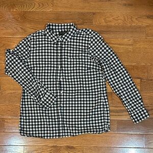 Banana Republic Black and White Checkered Button Down Shirt